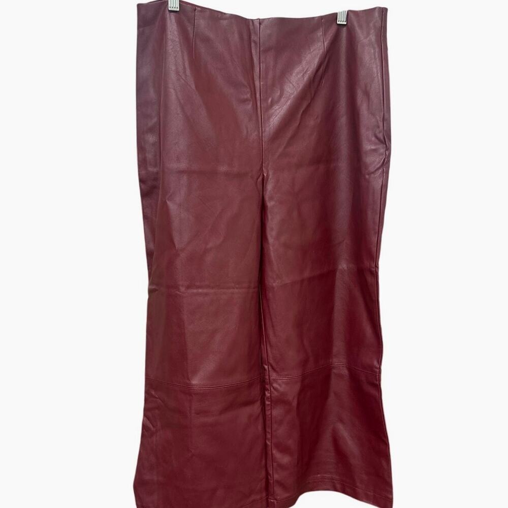 GUESS HW Denise Culotte Faux Leather Pants Burgundy Zinfandel NWT Size 12